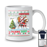 Personalized Custom Name My Christmas Pajama Shirt; Lovely Sweater Santa Riding Beagle T-Shirt