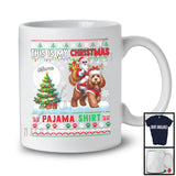 Personalized Custom Name My Christmas Pajama Shirt; Lovely Sweater Santa Riding Cockapoo T-Shirt