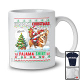 Personalized Custom Name My Christmas Pajama Shirt; Lovely Sweater Santa Riding Corgi T-Shirt