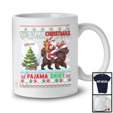 Personalized Custom Name My Christmas Pajama Shirt; Lovely Sweater Santa Riding Newfoundland T-Shirt