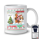 Personalized Custom Name My Christmas Pajama Shirt; Lovely Sweater Santa Riding Shelties T-Shirt