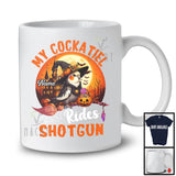Personalized Custom Name My Cockatiel Rides Shotgun, Humorous Halloween Witch Bird Lover T-Shirt