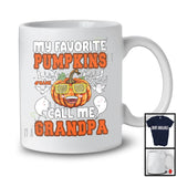 Personalized Custom Name My Favorite Pumpkins Call Me Grandpa; Lovely Halloween Plaid Family T-Shirt