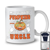 Personalized Custom Name My Favorite Pumpkins Call Me Uncle; Lovely Halloween Plaid Family T-Shirt