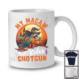 Personalized Custom Name My Macaw Rides Shotgun, Humorous Halloween Witch Bird Lover T-Shirt