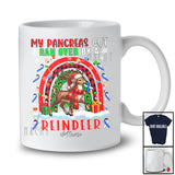 Personalized Custom Name My Pancreas Got Ran Over; Lovely Christmas Rainbow Diabetes Reindeer T-Shirt