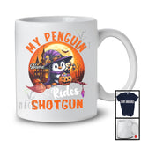 Personalized Custom Name My Penguin Rides Shotgun, Humorous Halloween Witch Bird Lover T-Shirt