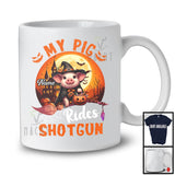 Personalized Custom Name My Pig Rides Shotgun, Humorous Halloween Witch Farmer Lover T-Shirt