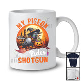 Personalized Custom Name My Pigeon Rides Shotgun, Humorous Halloween Witch Bird Lover T-Shirt