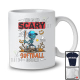 Personalized Custom Name My Scary Softball Costume; Creepy Halloween Zombie Playing Sport T-Shirt