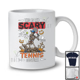 Personalized Custom Name My Scary Tennis Costume; Creepy Halloween Skeleton Playing Sport T-Shirt