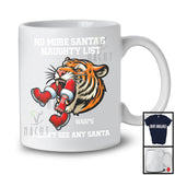 Personalized Custom Name No More Santa's Naughty List; Sarcastic Christmas Tiger Eating Santa T-Shirt