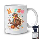 Personalized Custom Name Nurse; Adorable Thanksgiving Turkey Flowers; Working Jobs Proud T-Shirt