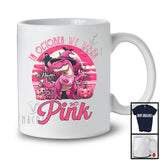 Personalized Custom Name October We Wear Pink; Lovely Breast Cancer Halloween T rex Witch T-Shirt