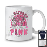 Personalized Custom Name October We Wear Pink; Lovely Breast Cancer Ribbon; Bartender Rainbow T-Shirt