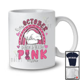 Personalized Custom Name October We Wear Pink; Lovely Breast Cancer Ribbon; Chef Rainbow T-Shirt