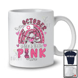 Personalized Custom Name October We Wear Pink; Lovely Breast Cancer Ribbon; Nurse Rainbow T-Shirt