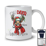 Personalized Custom Name Oh Deer What A Year; Merry Christmas Lights Santa Reindeer; Snow Family T-Shirt