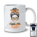 Personalized Custom Name One Thankful Auntie; Lovely Thanksgiving Auntie Women Face; Family T-Shirt