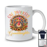 Personalized Custom Name One Thankful Granddaughter; Lovely Thanksgiving Flowers Turkey; Family T-Shirt