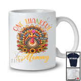 Personalized Custom Name One Thankful Mommy; Lovely Thanksgiving Flowers Turkey; Family T-Shirt