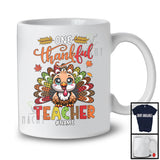 Personalized Custom Name One Thankful Teacher; Amusing Thanksgiving Turkey Plaid Tail; Jobs T-Shirt