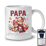 Personalized Custom Name Papa Claus; Adorable Christmas Red Plaid Reindeer; Family T-Shirt