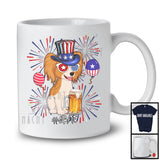 Personalized Custom Name Papillon Drinking Beer, Lovely 4th Of July Fireworks, Patriotic T-Shirt