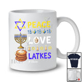 Personalized Custom Name Peace Love Latkes; Fantastic Hanukkah Menorah Cake; Family T-Shirt