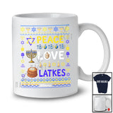 Personalized Custom Name Peace Love Latkes; Fantastic Hanukkah Sweater; Menorah Cake T-Shirt