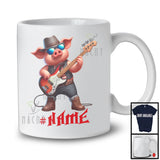 Personalized Custom Name Pig Playing Guitar Rock; Joyful Music Bass Guitar Farmer T-Shirt