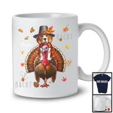 Personalized Custom Name Pilgrim Beagle Riding Turkey; Lovely Thanksgiving Fall Leaves T-Shirt