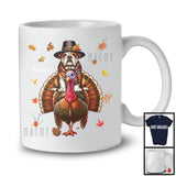 Personalized Custom Name Pilgrim Bulldog Riding Turkey; Lovely Thanksgiving Fall Leaves T-Shirt