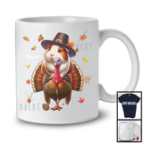 Personalized Custom Name Pilgrim Guinea Pig Riding Turkey; Lovely Thanksgiving Fall Leaves T-Shirt