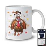 Personalized Custom Name Pilgrim Poodle Riding Turkey; Lovely Thanksgiving Fall Leaves T-Shirt