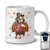 Personalized Custom Name Pilgrim Sheltie Riding Turkey; Lovely Thanksgiving Fall Leaves T-Shirt