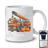 Personalized Custom Name Pilgrim Turkey Driving Crane Truck, Amazing Thanksgiving Driver Team T-Shirt