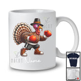 Personalized Custom Name Pilgrim Turkey Playing Boxing, Lovely Thanksgiving Sport Player Team T-Shirt