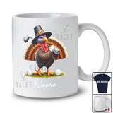 Personalized Custom Name Pilgrim Turkey Playing Golf, Lovely Thanksgiving Sport Player Team T-Shirt