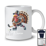 Personalized Custom Name Pilgrim Turkey Playing Hockey, Lovely Thanksgiving Sport Player Team T-Shirt