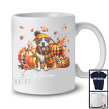 Personalized Custom Name Pit Bull Plaid Pumpkins; Thanksgiving Fall Leaves; Family T-Shirt