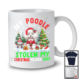 Personalized Custom Name Poodle Stolen My Christmas Pajama Shirt; Cool X-mas Tree Snow T-Shirt