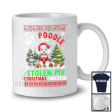 Personalized Custom Name Poodle Stolen My Christmas Sweater; Amazing X-mas Santa Snow T-Shirt