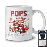 Personalized Custom Name Pops Claus; Adorable Christmas Red Plaid Reindeer; Family T-Shirt