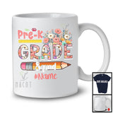 Personalized Custom Name Pre-K Squad, Floral Back To School First Day Flowers Pencil Lover T-Shirt