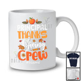 Personalized Custom Name Principal Thanksgiving Crew; Lovely Autumn Leaves Pumpkin T-Shirt