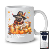 Personalized Custom Name Pug Coffee Smoothie, Lovely Thanksgiving Pumpkin Drinks T-Shirt