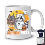 Personalized Custom Name Raccoon Sheet, Adorable Halloween Moon Boo Ghost Raccoon Lover T-Shirt