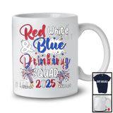 Personalized Custom Name Red White And Drinking Squad 2025, Proud 4th of July Patriotic Group T-Shirt