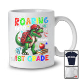 Personalized Custom Name Roaring Into 1st Grade, Funny First Day Of School T-Rex, Students T-Shirt